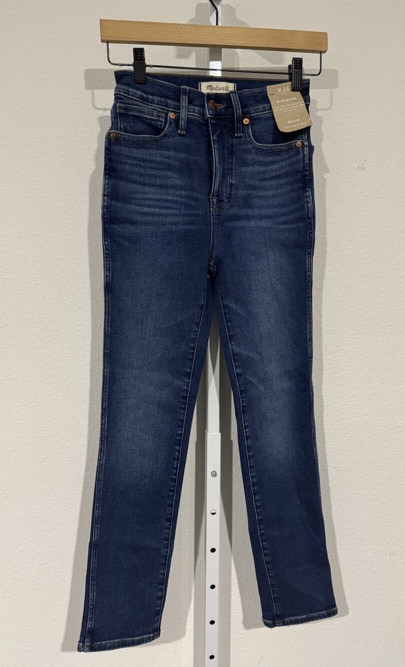 Madewell Blue Stovepipe High Rise Jeans size 24 NWT Full Length